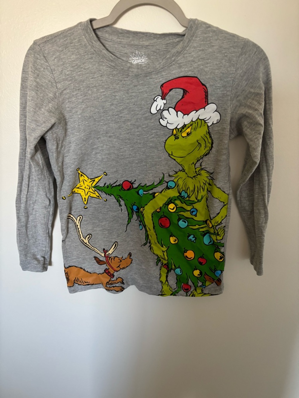 Dr. Seuss Gray Long-Sleeve Grinch & Max Holiday Tee